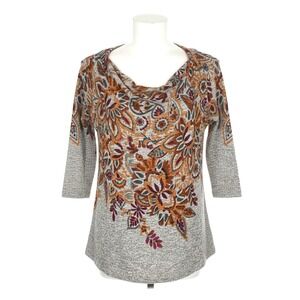 Anthropologie Postmark Jacaranda Knit Blouse Sweater Gray Floral size small